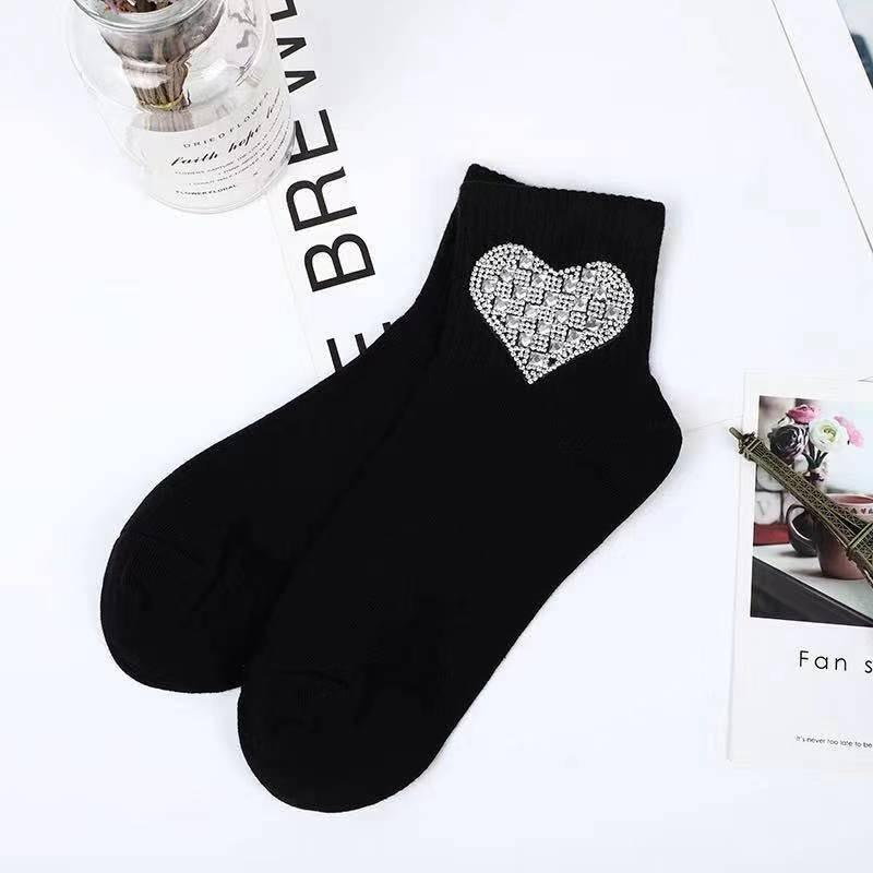 New Rhinestone Decorative Socks, Fashionable Diamond Sparkling Socks, Cute Cartoon Animal Pattern Comfortable Low Cut Socks