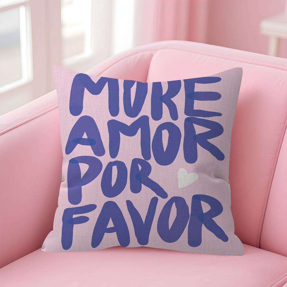 Nordic More Amor Por Favor Colorful Eclectic Pink Love Personalized Picture Text Home Decorative Pillows Household Gifts 45x45cm