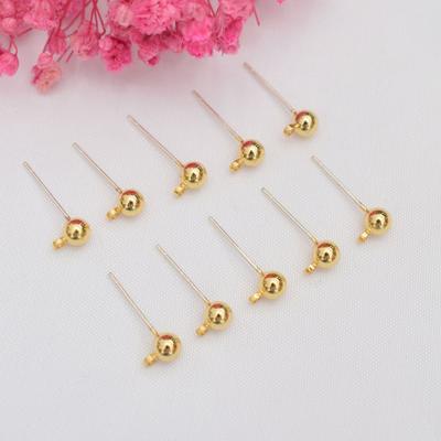 10st 18k Guld Påse 925 Silvernål Doudou Örhängen med Hängande Örhängen DIY Örhängen Tillbehör Runda Kulor Örhängen Tillbehör