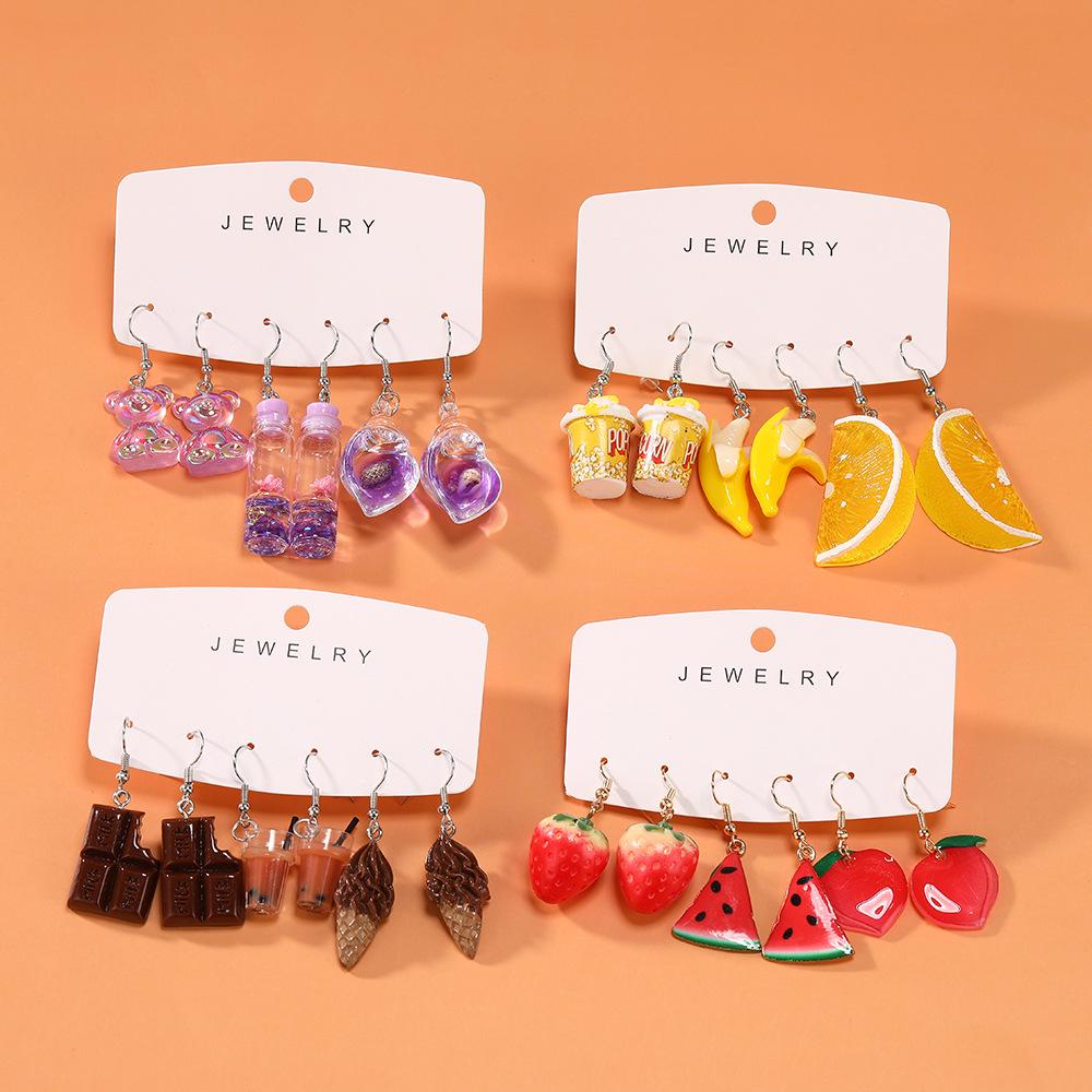Cartoon 3D Cute Ice Cream Fruit Ear Hook Earrings , Fashion Alloy Earrings for Women , 20 Styles