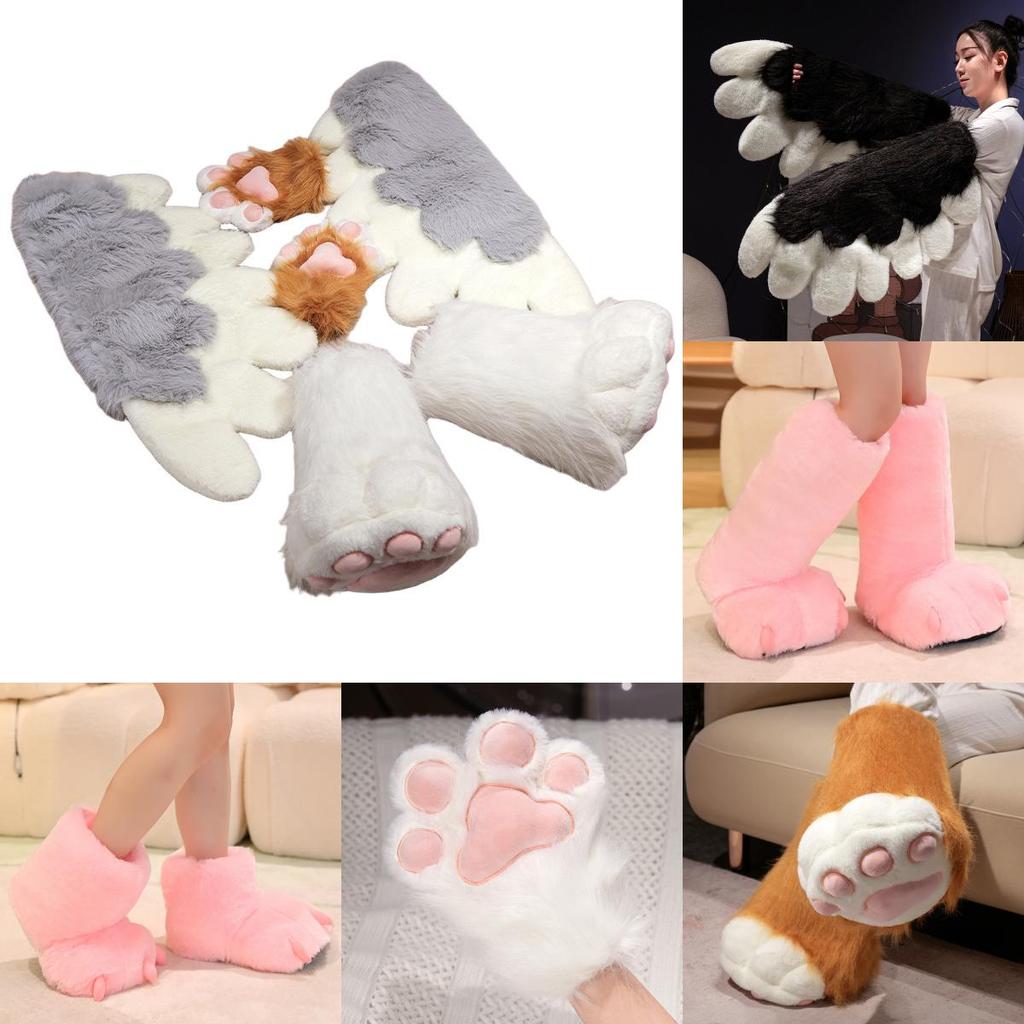 Katzenkralle Plüschhandschuhe Stiefel Flügel Für Winterliche Wärme Anime Tier Cosplay Mädchen Geschenk