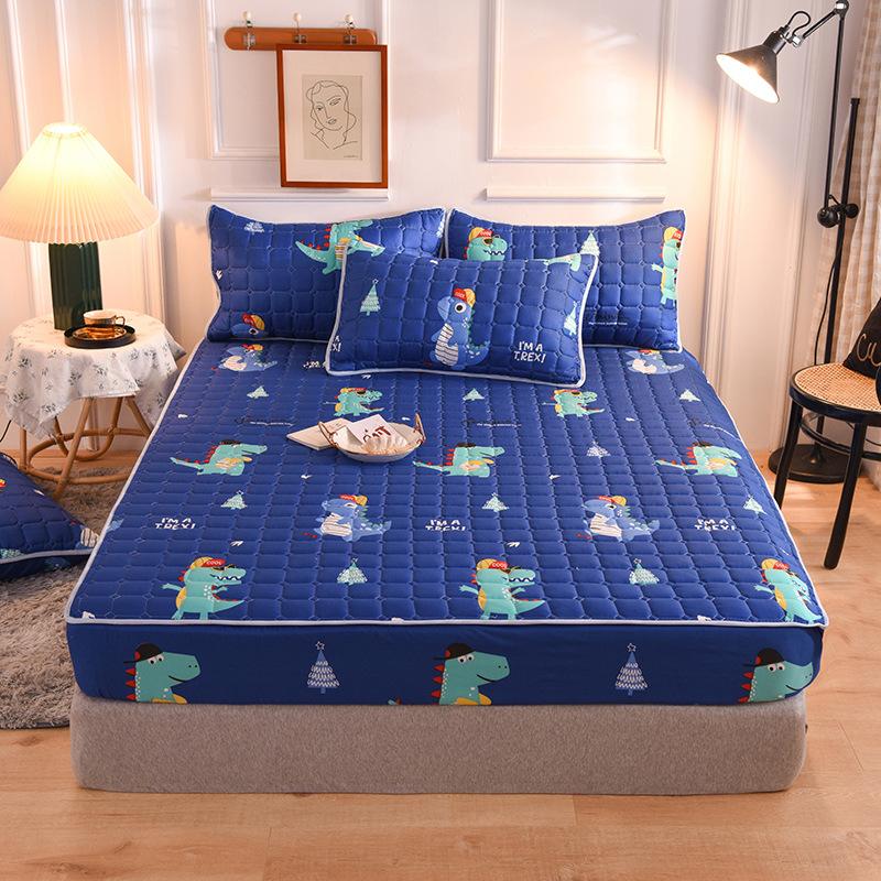 Cotton Soft Bedding Sheet Mattress Cover Thicken Quilted Bedspread Elastic Sheets Fitted Sheet Mattress Topper Non-slip Sheet Dust Cover