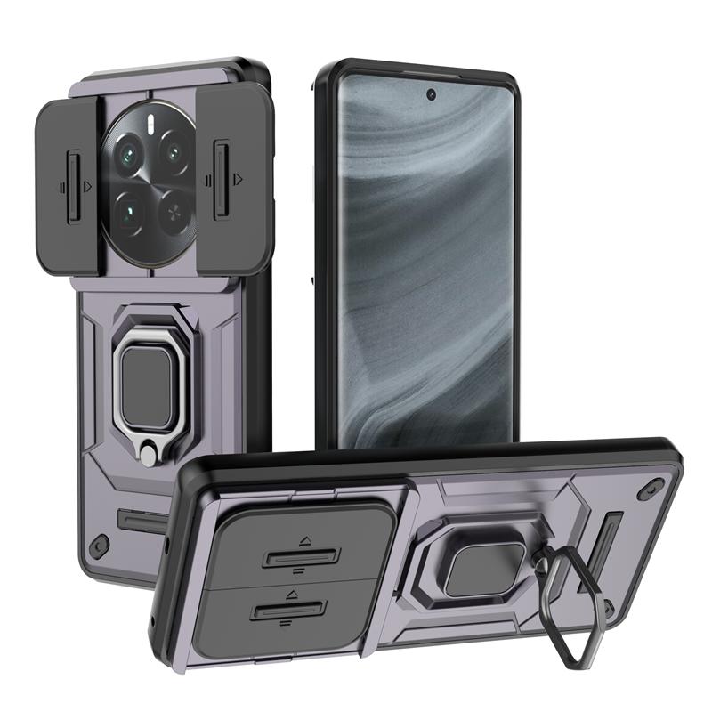 Shockproof Armor Ring Holder Phone Cases For OPPO Realme 12 Pro Realme12 Plus 5G Slide Lens Protect Cover For Realme 12 Pro+