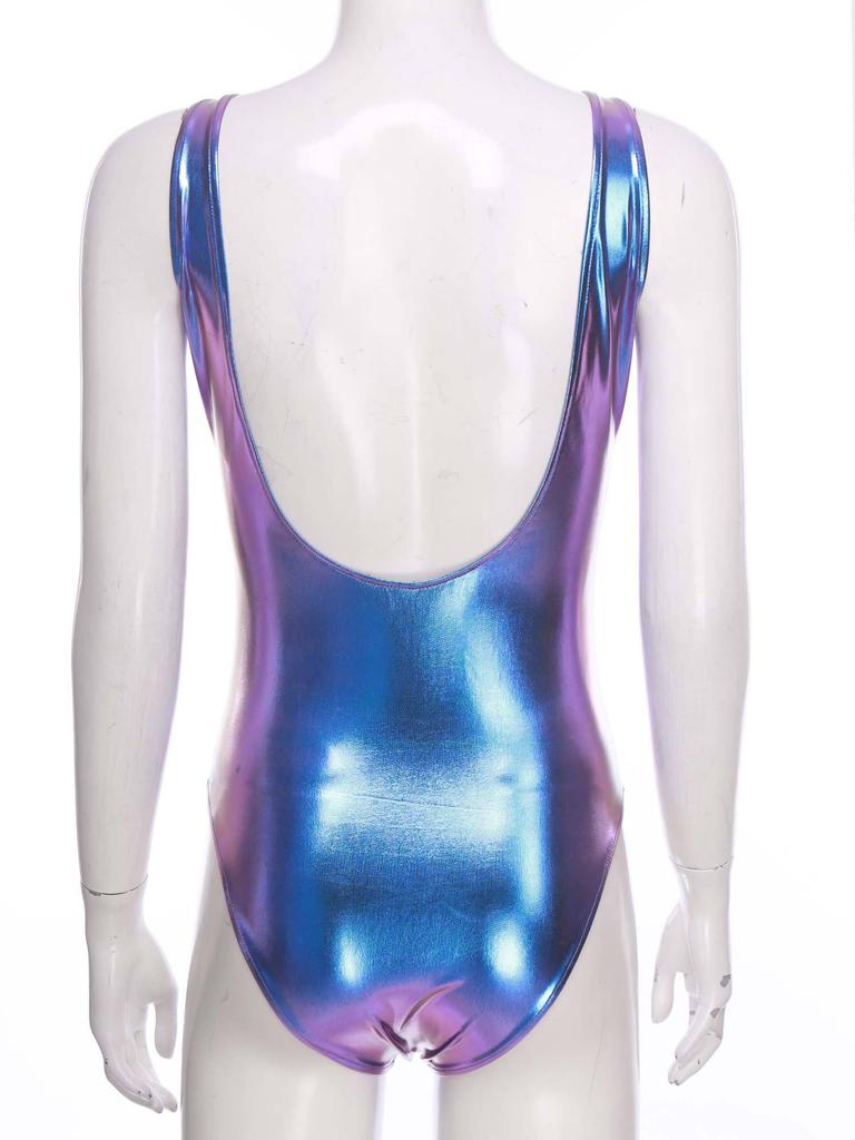 Body de performanță de scenă pentru femei S-3XL - Fără mâneci, metalic strălucitor pentru dans, yoga, gimanstică, leotard, salopetă rave