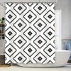 Modern Geometric Black White Shower Curtain for Bathroom Decor Extra Long Waterproof Washable Fabric 72x84 Inches (183 X 213cm)