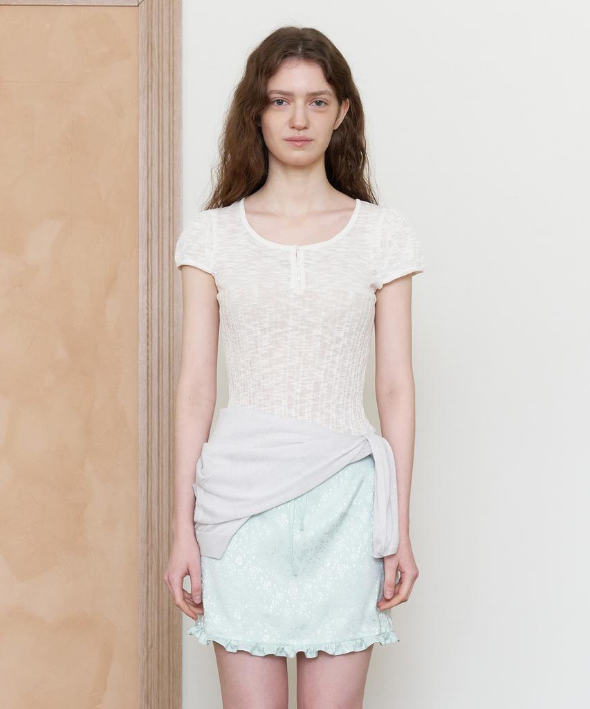 Tudment Satin Frilled Mini Skirt_Mint