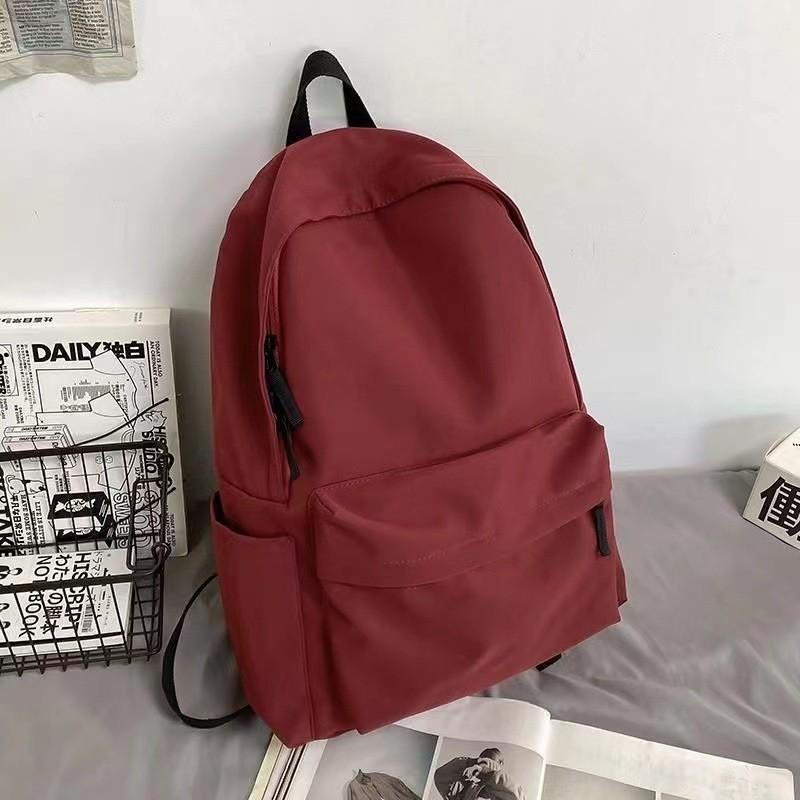 Solid Color Nylon Student Backpack With Large Capacity For Casual Travel And Daily Use Lightweight Urban Style