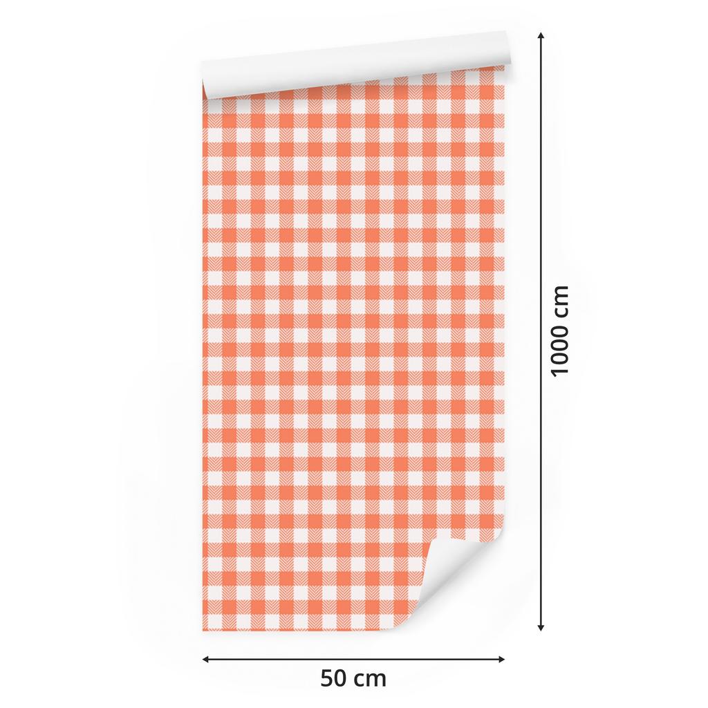 Wallpaper Fabric Pattern Peach, White and Coral 50x1000