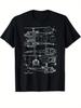 Herren Baumwoll-T-Shirt im Aviatik-Design mit Druck eines Flugzeug-Cockpit-Instrumentenbretts, Helikopter, Flugzeug-Schaltplänen