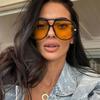 Oversized Round Sunglasses For Women Fashion Large Size Yellow Lens Sun Glasses Designer Luxury UV400 Protection Glasses