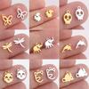 Teamer 5pcs Animal Stainless Steel Charms for Jewelry Making Dragonfly Butterfly Cat Elephant Dolphin DIY Bracelets Accessories