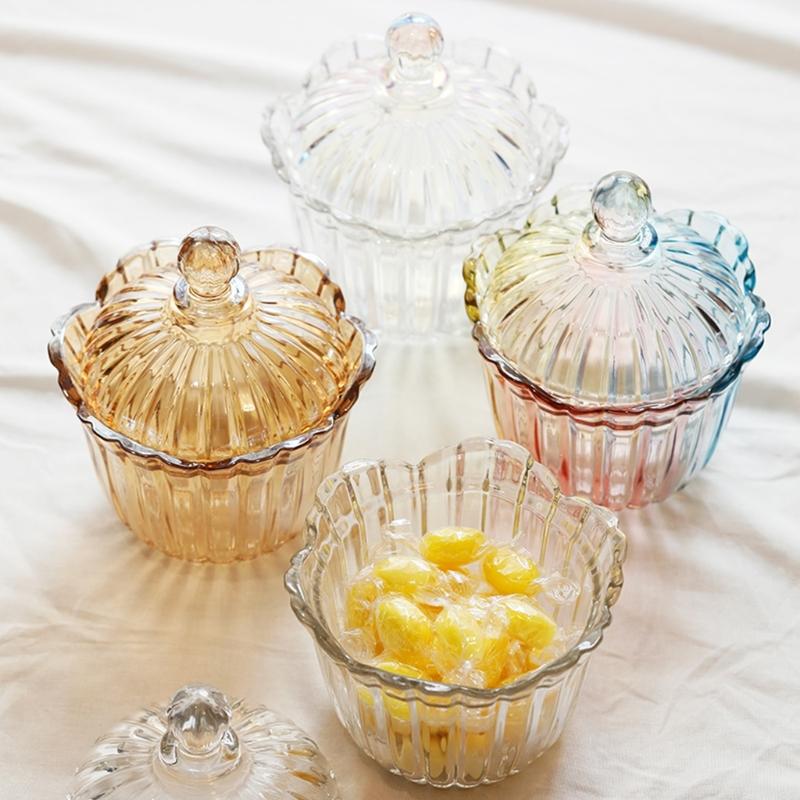 Clear View Glasses Airtight Candy Container for Dry Fruits Sweets and Jewelry with European Designs in Homes Decors