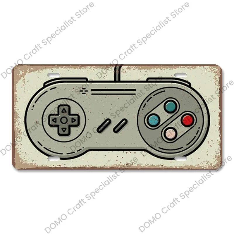 Video Game License Plate Metal Sign Vintage Playstation Gamer Metal Tin Poster Wall Art Decor for Boys Play Room Home