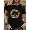Peace Love Hippie Costume Tie Dye Années 60 70s T-shirt d'été décontracté à manches courtes pour femme Hauts à col rond Tshirt