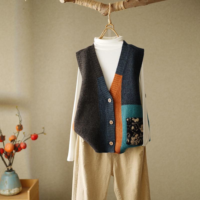 Retro Gestrickte Weste Strickjacke Herbst/Winter 2023 Lose Design Sinn Kleine Pullover Tank Top Frauen Outwear Pullover Weste Weibliche