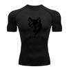 Men's Compression Workout T-Shirt, Stylish Wolf Graphic Shor