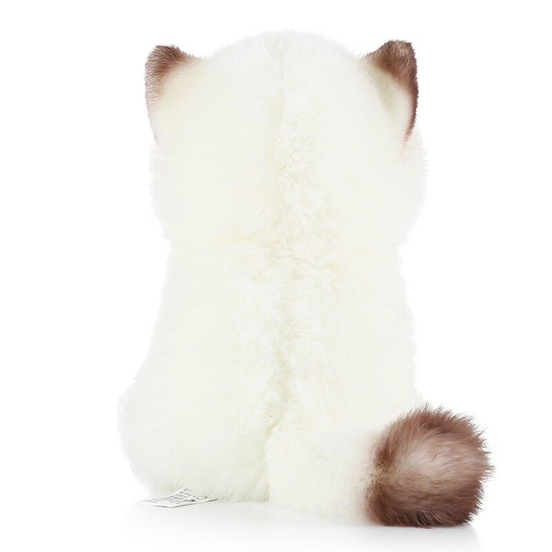 Simulation Siamese Cat Plush Toy Blue Sequins Eyes Dolls Brown and White Face Ragdoll Cats Home Decor Cute Gift for Baby