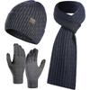 3 Pcs Winter Hat Scarf And Gloves Sets Men Or Women Unisex Warm Knitted Beanie Hat With Fleece Lined Long Neck Warmer Scarf And Touchscreen Gloves