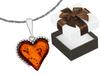 Long Silver Oxidized Women' Necklace Heart Amber Silver Balls 55
