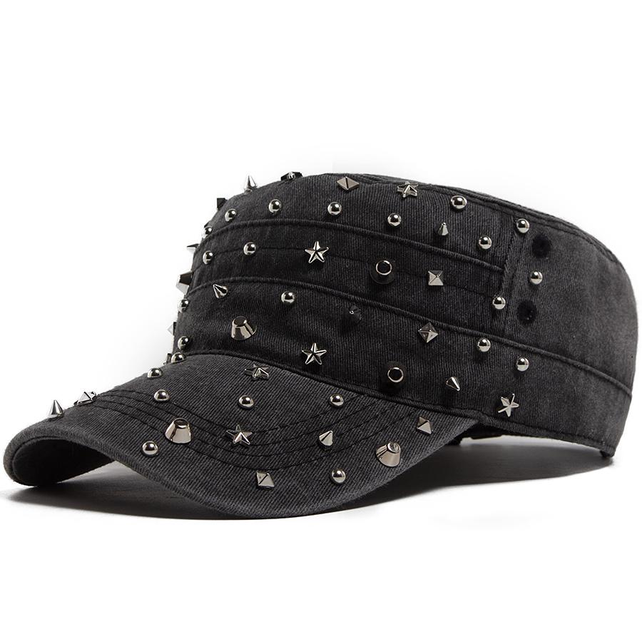 Dámská Módní Punk Rock Hip Hop Baseballová Čepice Y2K Pánská Vintage Vojenská Čepice Vintage Kšiltovka Trucker Čepice Nastavitelná Nýt Plochá Čepice