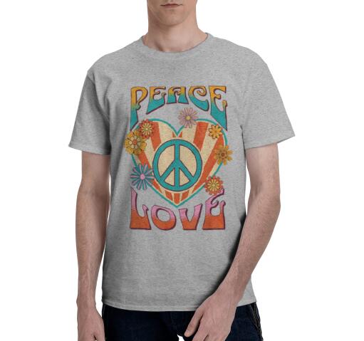 Peace Love Signe de Paix Années 60 70 Style Hippie T-shirt Vêtements Unisexes Coton Décontracté Quotidien Quatre Saisons T-shirts Pour Unisexes