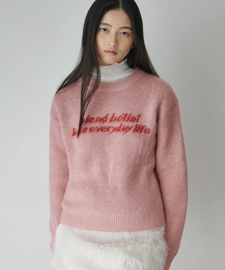 BELLOL Lettering Pullover Knit Pink