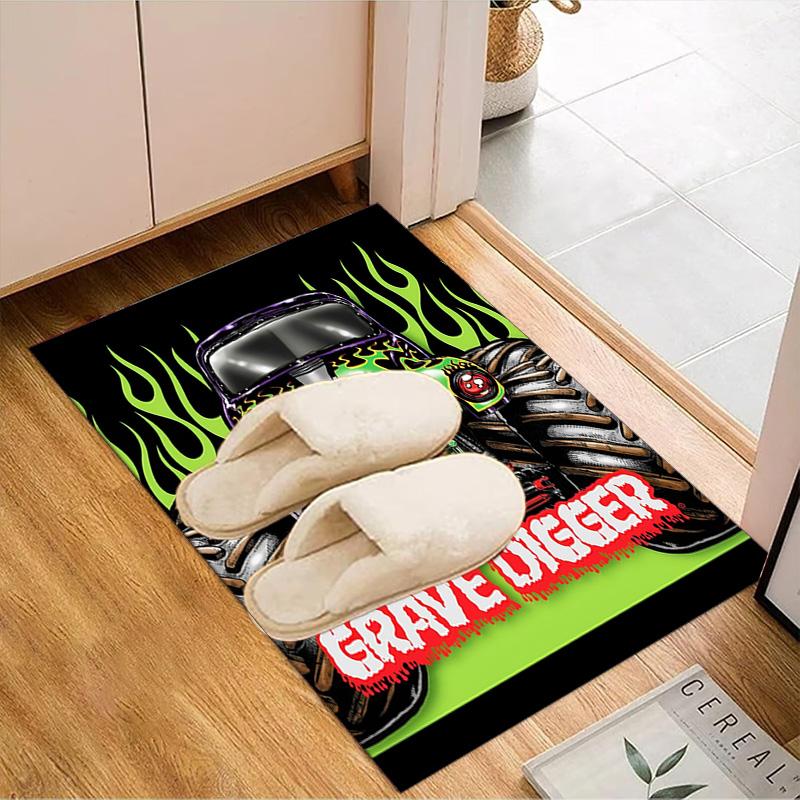 Mon-ster Truck Adventure Floor Mat for Living Room, Game Rooms, Office, Bedroom, Office Floor Mat Playful Design, Christmas Fan Gifts