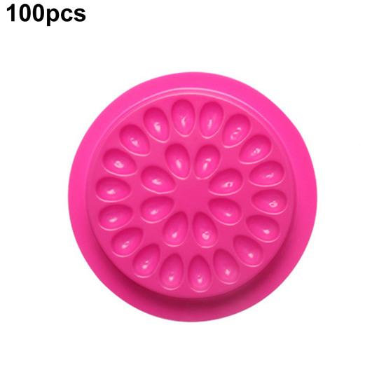 Yousheng 100Pcs Eyelash Glue Holder Abundant Quantity Rich Colors Multiple Grooves Disposable PVC Eyelash Extension Glue Holder Pallet Pad Makeup Tool