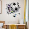 Autocollants muraux 3D de football à mur brisé dynamique pour salon, chambre d'enfants, arrière-plan, décoration de porte murale, autocollants auto-adhésifs