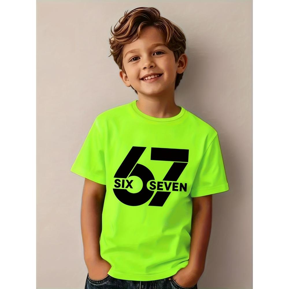 Fashion 67 Number Print Men's T-Shirt Gradient 3D Digital Short Sleeve Tees Top Summer Casual Sports Everyday Women Clothing