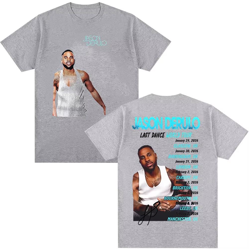 Jason Derulo Last Dance Tour 2026 graphics Cotton shirt unisex Y2k Hip hop Style Retro Summer Unisexs Short sleeve Tshirt fan gift