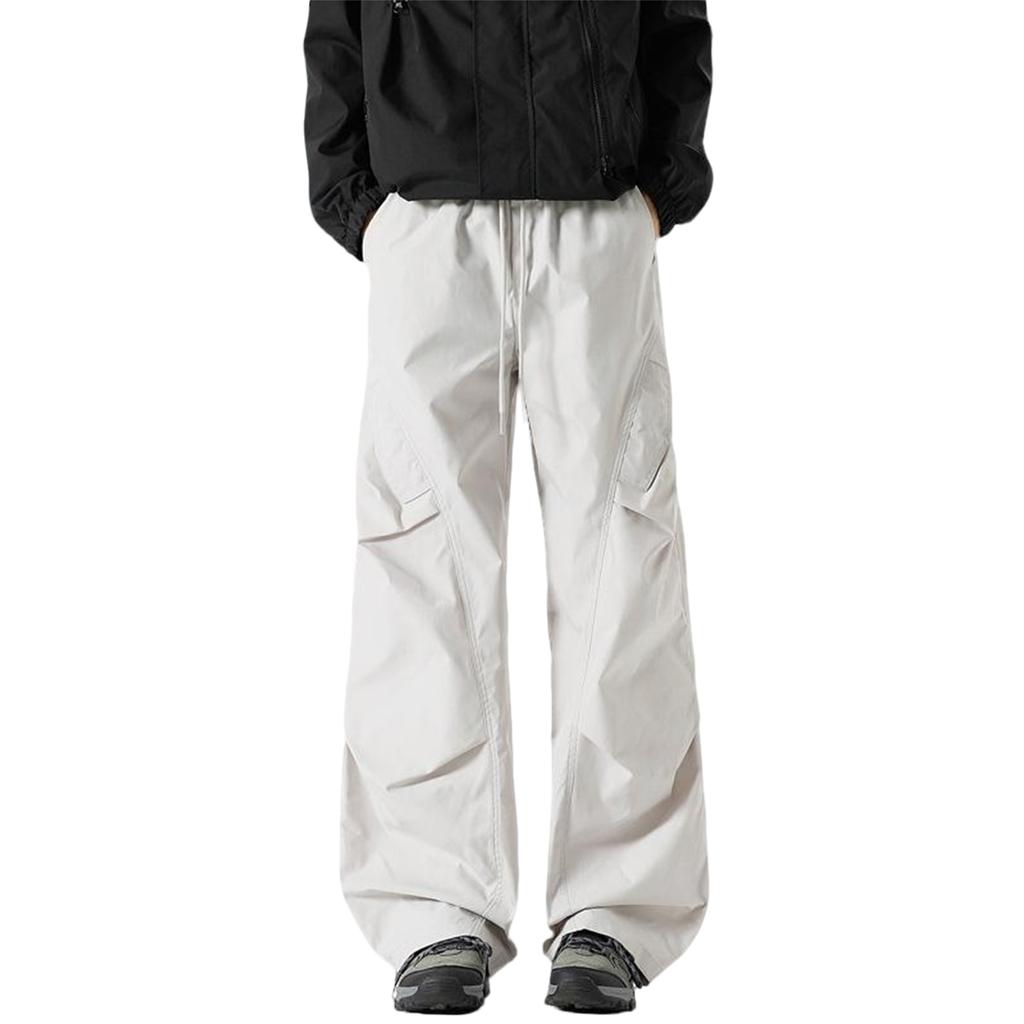 Flache Tasche Fallschirmhose für Herren Lässige Baggy Cargohose Unisex Streetpants Kordelzughose
