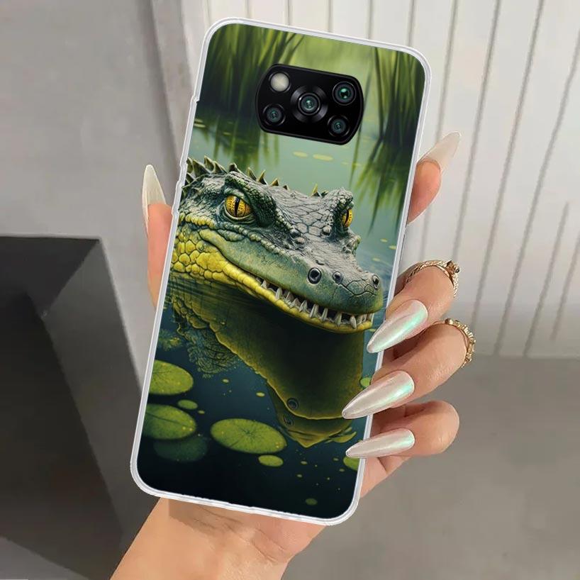Crocodile Animal Phone Case for Xiaomi Poco X7 X6 X5 X4 X3 Nfc F7 Ultra F6 F5 Pro F4 GT F3 M6 M5S M4 M3 Soft Print Shell Poco X7