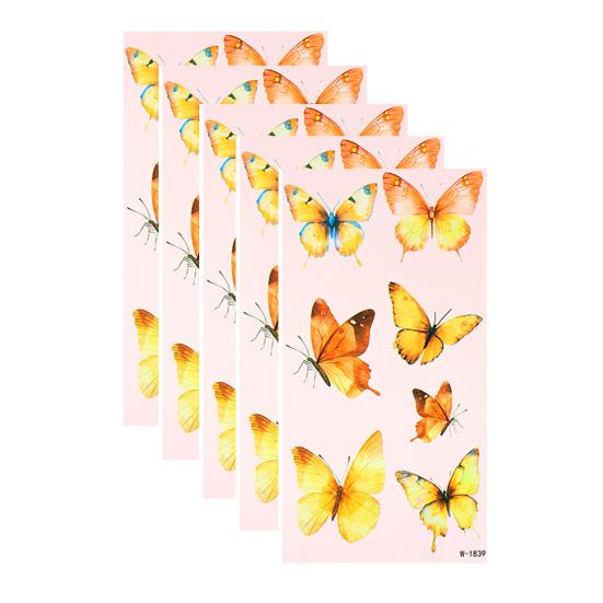 Huaqianguhh 5 Sheets Butterfly Tattoo Stickers, Waterproof Temporary Flower Tattoos, Colorful Face Body Tattoos for Parties Night Club Music Festival