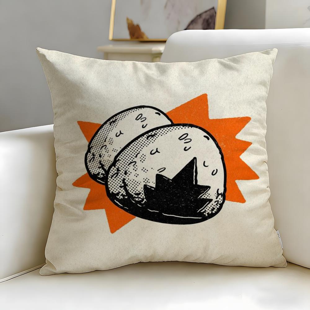 Food Theme Takoyaki Japanese Food Cushion Cover Soft EasyWash Pillow Case Versatile for Couch Bed Travel and Office