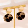 A Pair of Women's Earrings, Leopard Print Geometric Discs, Fashionable Autumn and Winter Earrings, Suitable for Daily Wear