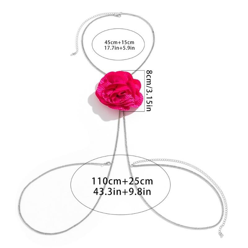 Belly Chain Body Chain with Cloth Flower Waist Chains Bikini Belly Chain Body Jewelry Iron Material Gift for Women Girls
