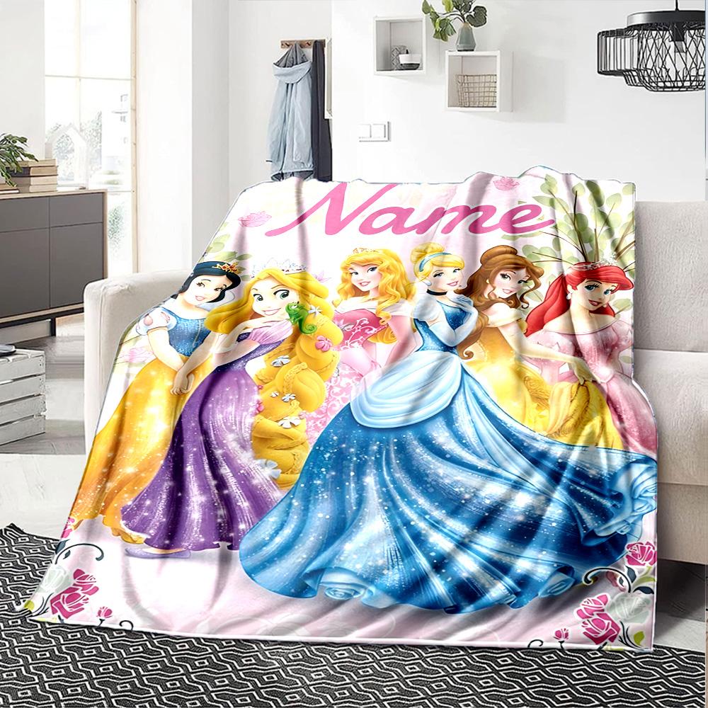 Custom Name Princesses Colorful Dresses. flannel Blanket for Super Soft Cute Comfort Blanket for Travel Bedding Couch Sofa Blanket
