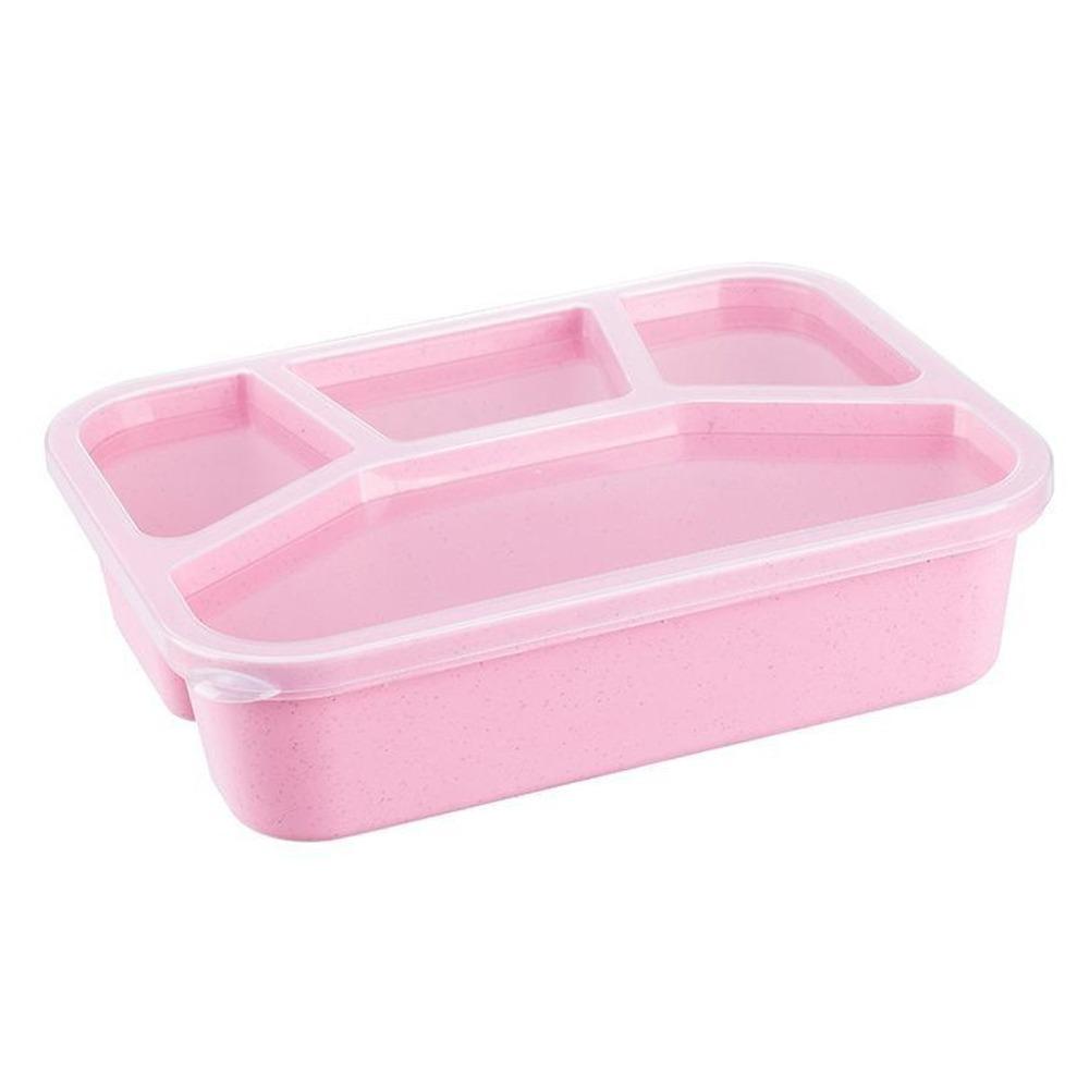 Multicolor Japese Style Lunch Box Plastic 4-grids Compartments Bento Case Microwave Oven Leakproof Food Container Unisex