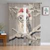 Christmas Winter Owl Pine Tree Curtains For Living Room Bedroom Home Decoration Window Voile Tulle Curtain Drapes