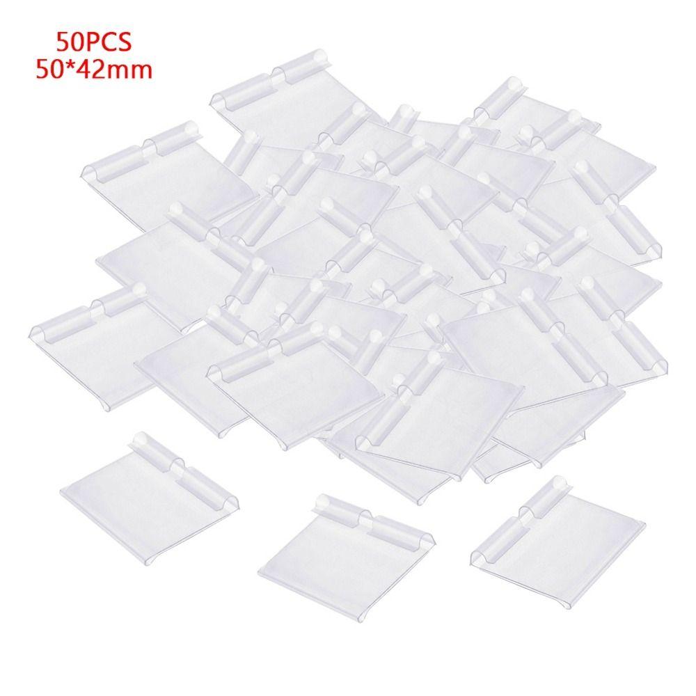 50PCS Plastic Price Tag Holder Transparent Double Line Hook Price Tag Display Holders Multifunctional Signage Label Holder