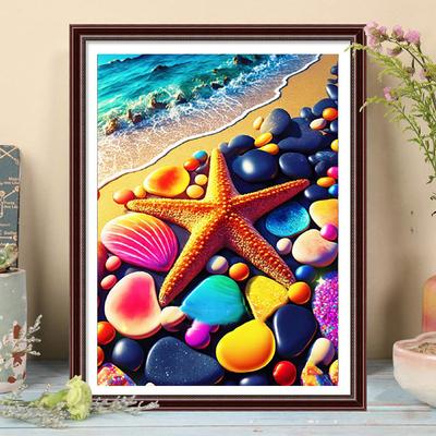 5D DIY Diamond Painting Starfish On The Beach Cross Stitch Kit Mosaic Diamond Embroidery Rose Full Round Square Drill Home Decoration