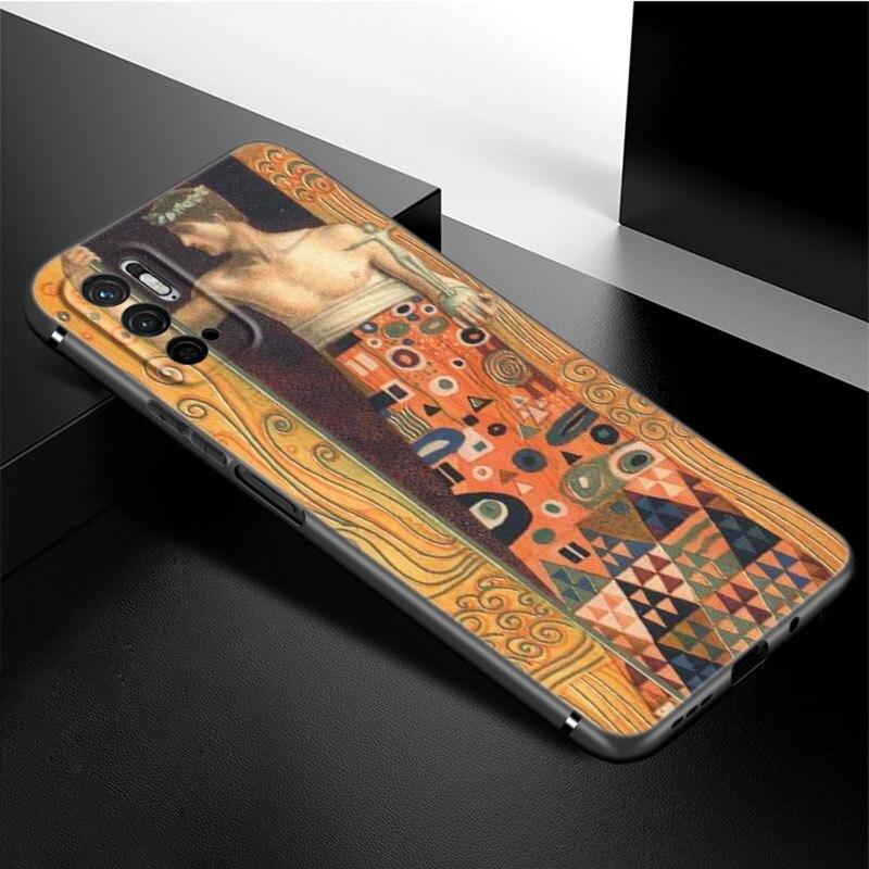 Gustav Klimt Kiss Art Phone Case For Xiaomi Redmi Note 11 10 9 8 Pro 11T 5G 10T 10S 9S 9T 9i 9C 9A 8T Soft TPU Black Cover Funda