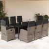 Vidaxl 9-Cz. Garden Furniture Set With Cushions, Grey, PE Rattan