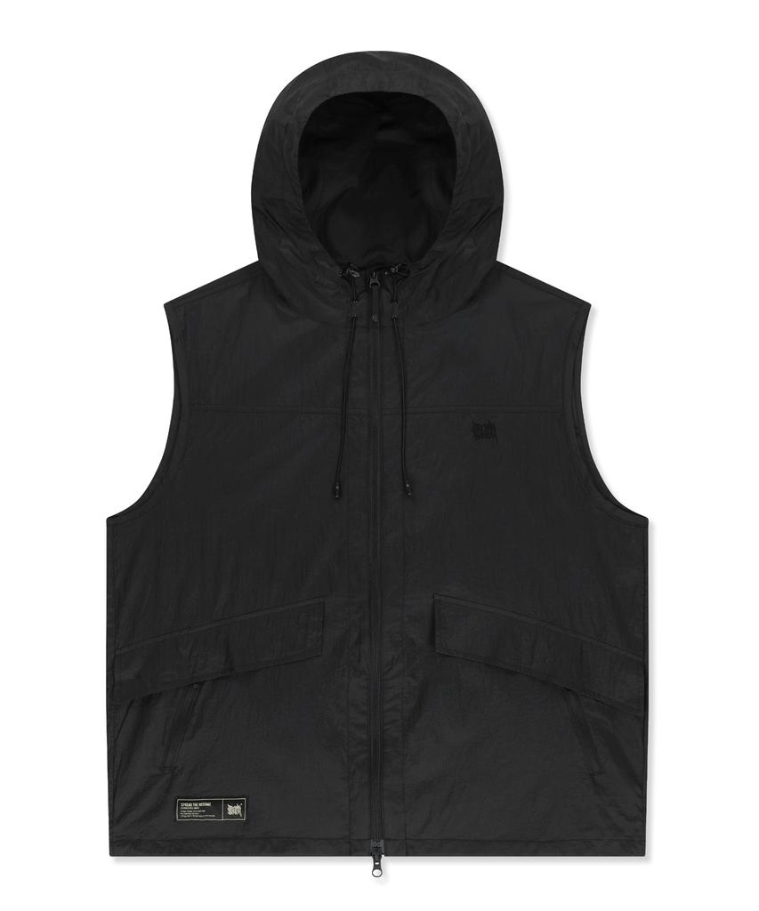 Brownbreath Nylon Washer Hooded Vest - Black