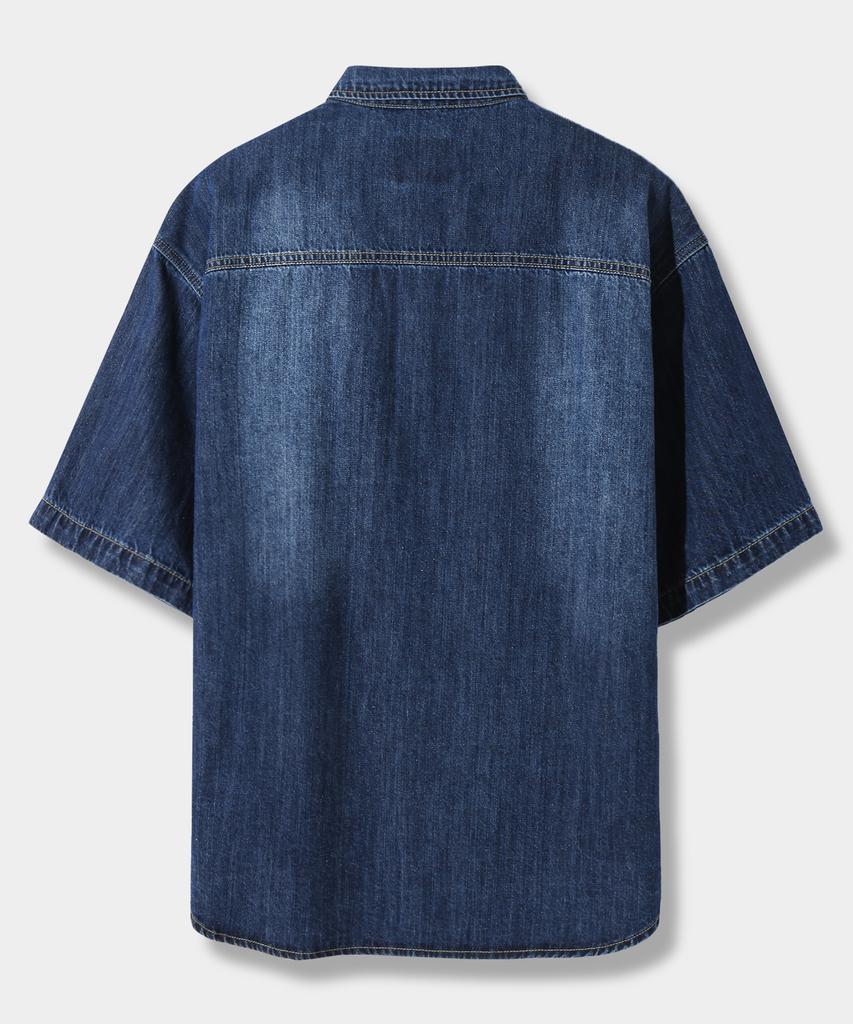 Dimiteulibeullaeg Bio Western Denim Short Sleeve Shirt_Indigo
