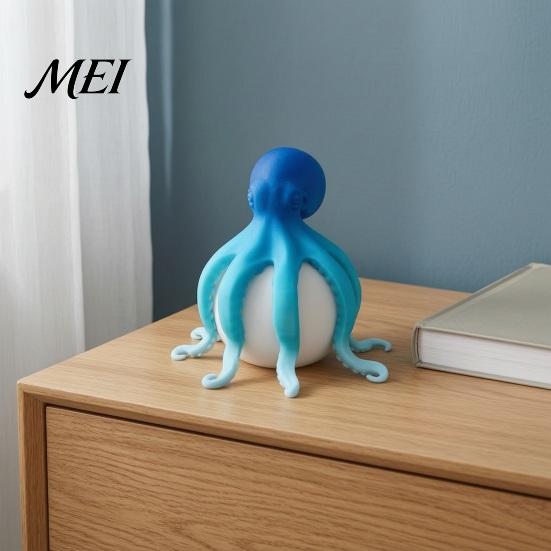 Holiday Gift for Children 3D Printed Octopus Night Light, Creative Table Lamp with Remote Control, 7 Color Ambient Lighting Living Room LED