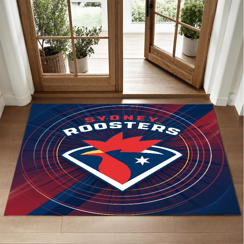 Sydney Roosters Design Kristall-Samt-Teppich Weich Dekorative Matte für Schlafzimmer Eingang