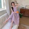 French Purple Sleeveless Vest Suspender Dress Children's New Summer Seaside Vacation Dress High Sense