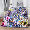 Kawaii Kirbys Flannel Blanket Gift for Kids Girls Pink Cartoon Art Lightweight Warm Plush Birthday Gifts